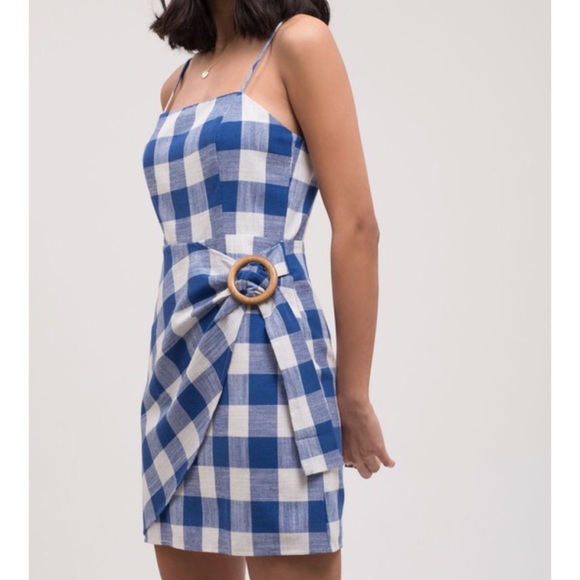 Blue Plaid Mini Sundress - Picture 2 of 4